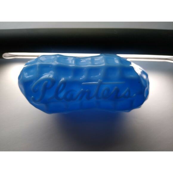 Mr Peanut Hard Plastic Nut Shaped Candy Container Planters Embossed Blue 1950s - Picture 8 of 12